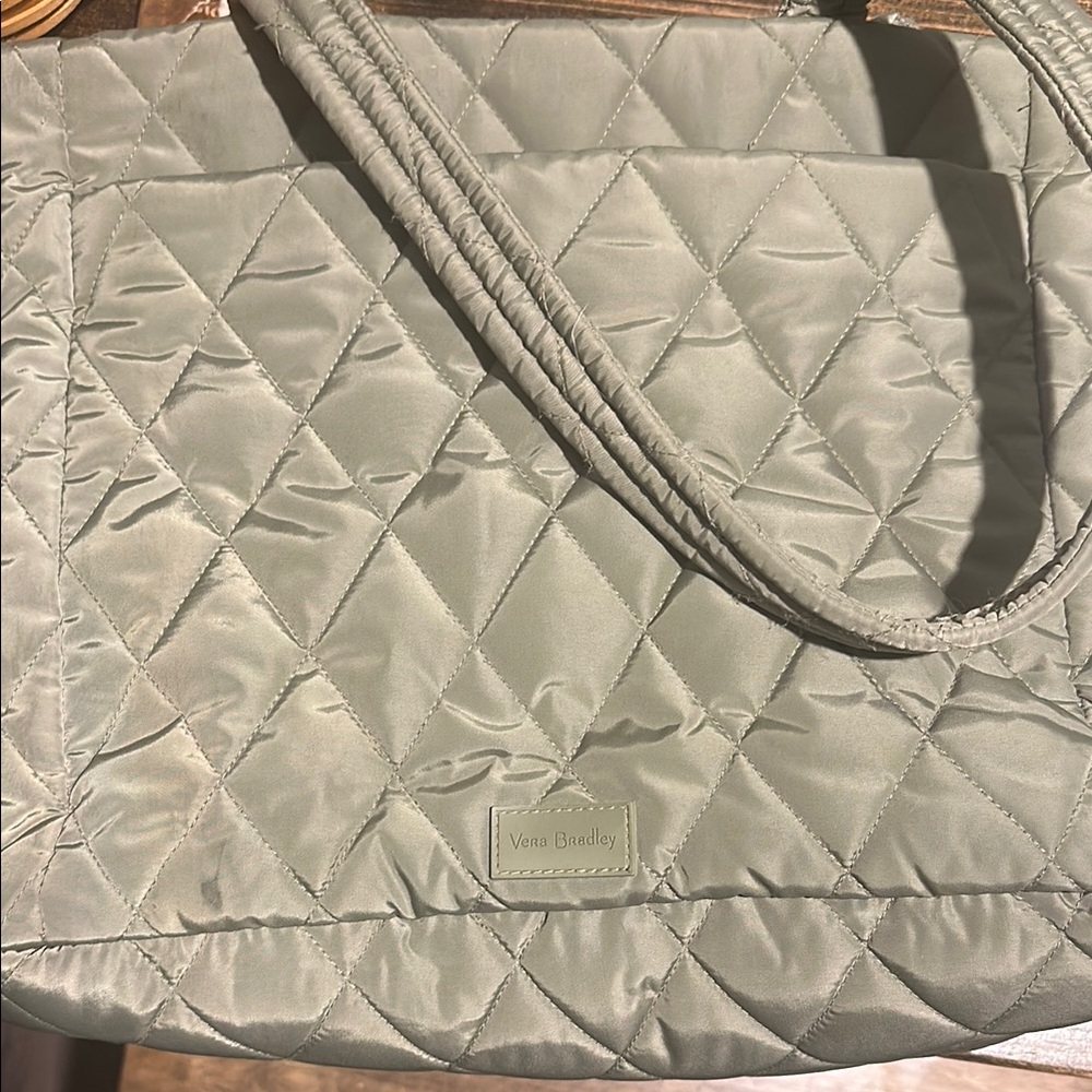 Quilted Olive Green Tote Bag and wallet - Picture 8 of 10
